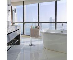 Relaxdays Anthracite Porte Pied, Support pour Serviettes de Bain 2 Barres, 82 x 46 x 20 cm, Chrome, Acier