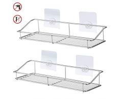 Hodzeed 2Packs sans Perçage étagère de Douche - Acier Inoxydable 304 Etagère Adhésive pour Salle de Bain, Caddy pour Shampooing Panier de Rangement de Cuisine (Panier)