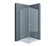 Paroi de douche transparent en angle 80x100cm cabine de douche avec porte pivotante Sogood Ravenna5 rectangulaire