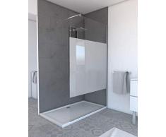 Aurlane Paroi de Douche à litalienne Freedom 2 DEPOLI 120-120x200cm Verre Transparent 8mm avec Bande DEPOLIE