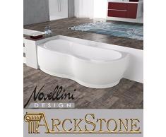 Baignoire dangle Angle Asymétrique rectangulaire courbe Novellini Venus Standard châssis colonne installation gauche SX Panneau avant 170x70 180x80 H55 cm traditionnelle acrylique blanc brillant