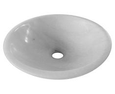 Vasque à poser en pierre naturelle blanc en marbre rond lavabo évier salle de bains cercle. 30cm de diamètre x 11 cm de profondeur (B0036)