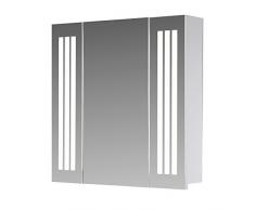 Eurosan Sydney, S80 armoire de toilette à miroir, éclairage LED intégré, 1 porte, 80 x 62 cm (largeur x hauteur), coloris blanc