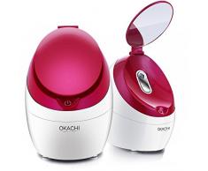 OKACHI GLIYA Nano Ionic Visage Steamer Professional Hot Mist Sauna Spa pour ouvrir les pores Traitement Blackhead & Acne & Sinus Inhalateur Portable Hydratation en profondeur - Rouge