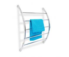 Relaxdays Porte-serviettes mural supports arqués 5 barres salle de bain douche accrocher au mur vêtement essuie 70 x 56,5 x 15,5 cm, gris argenté