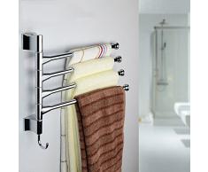 Vicloon Porte Serviette Mural en Acier Inoxydable, Porte-Vêtements avec 4 Barres pour Salle de Bain Cuisine