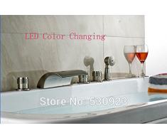 Luxurious shower Nouvelle livraison salle de bain Douche Baignoire Facuet à changement de couleur LED Set W/ Douchette Nickle Tablier brossé