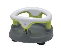 Rotho Babydesign Siège de Bain, Avec Anneau Rabattable et Sécurité Enfants, 7-16 mois, Jusquà max. 13kg, Sans BPA, 35x31,3x22cm, Gris/Blanc/Vert