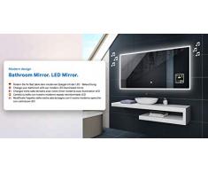 Moderne Miroir avec LED Illumination Salle de Bain avec Accessoires (Interrupteur Tactile, Anti-buée fonction, LED couleur à choisir) - sur Mesure - LED Lumineux Miroir avec Éclairage intégré L49