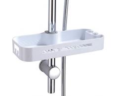 Étagère de Rangement pour Douche Tablette Porte Savon ou Shampoing Poteau de Douche Avec 2 Crochets Organiseur de Salle de Bain 19-25 mm PHASAT