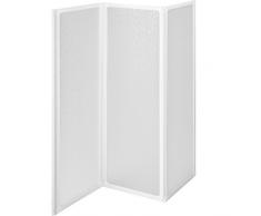 TecTake Pare-baignoire portes coulissantes à 3 panneaux blanc - diverses tailles - (132x140cm | No. 402751)