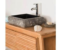 wanda collection Vasque à Poser Rectangle en Pierre marbre Naples Noir