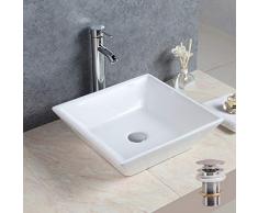 Seasofbeauty Luxueuse Vasque à Poser en Céramique Lavabo Rectangulaire Blanche (42x42x12 cm)