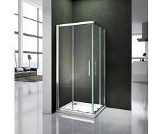 70x70x195 cm Cabine de douche Porte coulissante Paroi de douche accès dangle verre sécurit