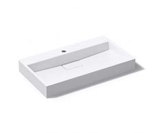 Lavabo suspendu vasque à poser blanc 70cm x 46cm x 11cm evier Sogood Colossum19-700 rectangulaire