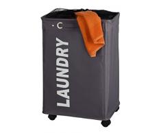 WENKO Panier à linge Quadro - Corbeille à linge Capacité: 79 l, 40 x 60 x 33 cm, Gris foncé