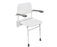 NRS Healthcare - Siège de douche pliable à fixer au mur avec pieds, dossier et accoudoirs (M53370)