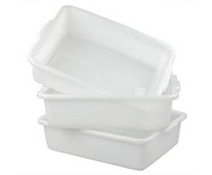 Ucake Bassine Cuvette Bassines Lavabo Pied Plastique Rectangulaire, Blanc, 3 Paquet