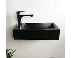 Sanita Lave-Mains Suspendu 40 cm Noir en Pierre de synthèse - Telma G