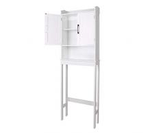 armoires de salle de bain autoportantes, armoire d atterrissage, armoire haute, placards hauts avec 2 portes, meuble de rangement multifonctionnel pour salle de bain avec étagère 57 x 19 x 170 cm