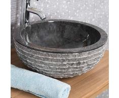 wanda collection Vasque Ronde en Pierre à Poser VESUVE Noir 40cm