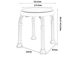 Tabouret de douche / baignoire rotatif arrondi avec siège pivotant Tabouret de siège de douche pour tapis antidérapants pour personnes âgées / handicapées Chaise de douche réglable en hauteur 7 max. 1