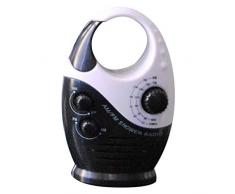 Spachy Radio de Douche étanche AM FM pour Salle de Bain avec Haut-Parleur Portable alimenté par Batterie Volume réglable, Noir/Blanc, Taille Unique