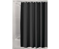 InterDesign rideau de douche tissu impermÃ©able, 183,0 cm x 183,0 cm rideau douche en polyester, rideau textile lavable ourlet renforcÃ©, noir