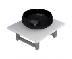 vidaXL Meuble de Salle de Bain avec Étagère Murale 2 pcs Ronde Vasque à Poser de Toilette Lave-Mains de Salle dEau Maison Blanc Céramique 40x15 cm