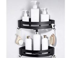 CROSOFMI Etagere Salle de Bains Murale Antirouille Angle Etagere Rangement Douche Aluminium (Triangle, Noir,2 Paquets)
