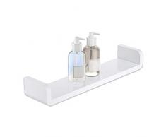 KUNGYO Plastique Blanc Wall Mount Étagères de salle de bain, ventouse Etagères murales Flottante en Forme de U Fournitures de Douche (Milieu)