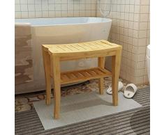 soges Tabouret de Salle de Bain Tabouret en Bois Massif Tabouret de Bain Anti-dérapant étanche Tabouret de Douche 2 étages KS-HSJ-04