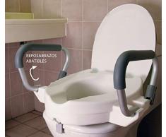 OrtoPrime Rehausseur de WC avec accoudoirs rabattables Siège WC avec poignées rembourrées pour personnes âgées 10 cm Système de triple fixation anti-mouvement Ancrage universel Poids supporté 150 kg