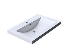 Mai & Mai Lavabo à encastrer blanc 76,5cm vasque lave mains rectangulaire en résine lavabo avec trop-plein Col01 76,5x48x13cm