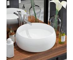 vidaXL Lavabo Ronde Céramique Blanc 40x16 cm Vasque à Poser Salle de Bain
