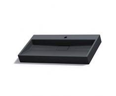 Lavabo suspendu vasque à poser anthracite mat 80cm x 38cm x 11cm évier Sogood Colossum 19-800 rectangulaire avec revêtement Nano