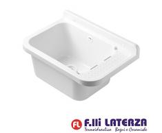 CR Lavabo mural 50 cm, meuble suspendu pour extérieur ou intérieur, en résine blanche