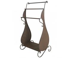 Meuble Étagère Portant de Salle de Bain Etendoir Porte Serviette Valet de Chambre en Fer Marron 37x47x89cm