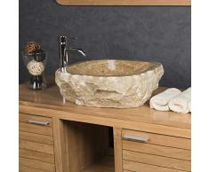 wanda collection Vasque de Salle de Bain à Poser en Pierre Onyx 40-45 cm