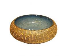 HEMFV Dessus de Meuble-lavabo Ménage évier en céramique Antique Totem Ronde Navire Motif Au-Dessus de comptoir Salle de Bains Vanity Basin Bowl Lavatory (Color : Style D)