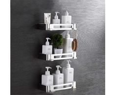Étagère De Douche Autocollante Cabine De Douche Murale Étagère De Salle De Bain en Acier Inoxydable avec Crochet Étagère dangle De Salle De Bain Étagère De Douche pour Cuisine De Salle De Bain,H