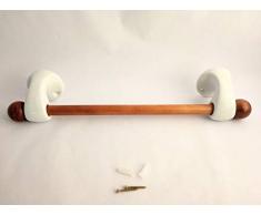 ABC_Salle de Bain Porte-Serviettes Barre en Porcelaine Bois Venus Blanc
