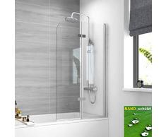 EMKE Paroi de Douche Pliable pour Baignoire, paroi de Douche avec Verre Nano Easy Clean 6 mm