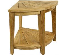 PrimeMatik - Tabouret de Salle de Bain de Coin avec étagère 45 x 50 x 45 cm Bois de Teck certifié