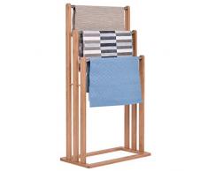 COSTWAY Porte-Serviettes avec 3 Barres Support pour Serviettes sur Pied en Bois Portant Vêtements Accessoires de Salle de Bain Serviteur de Chambre 46 x 24 x 84 cm