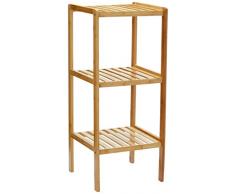 Relaxdays 10013496 Étagère en bambou pour salle de bain Rangement HxlxP : 79 x 33 x 33 cm meuble colonne sur pied 3 niveaux en bois naturel pour la cuisine 3 niveaux couloir cave jardin, nature