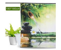 Aitsite 2019 Date Bamboo Flamingo Avocat Rideau De Douche Imperméable À leau Moisissure Résistant À La Salle De Bains Rideau Lavable Rideau De Bain Polyester Tissu 180x180cm (Bambou Vert)