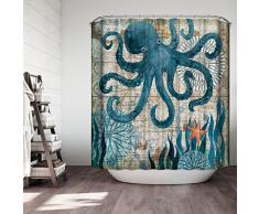 JMAHM Océan Rideau de douche imperméable et Antimoisissure Polyester Rideau de douche en tissu Ensemble de bain Accessoires, Colorful-Octopus, 180x180