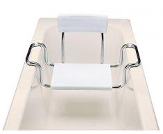 Siège pour baignoire en Polypropylène avec dossier structure chromé, 41 x 36 x 71 cm -PEGANE-