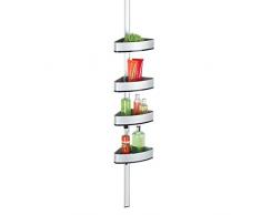 mDesign étagère de douche télescopique – serviteur de douche pratique sans perçage – étagère de douche d'angle pour shampooings, gels douche, rasoirs, etc. – aluminium – argent / fumé